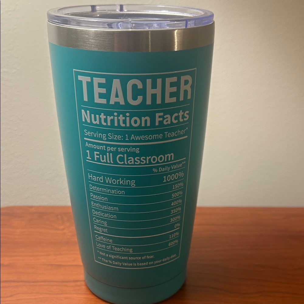 Teal Tumbler with Rainbow Design
